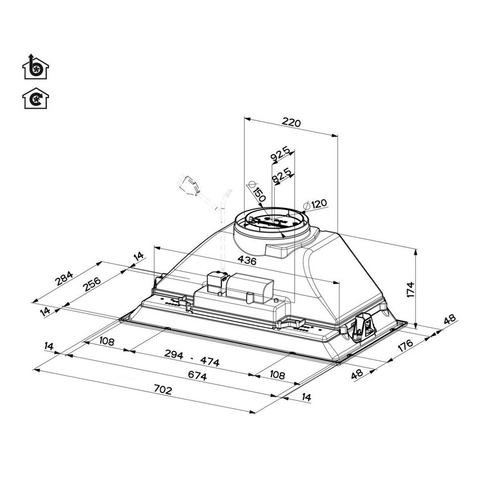 Acquista online INCA SMART C LG A70 cod. 305.0554.558 built-in kitchen hood Faber